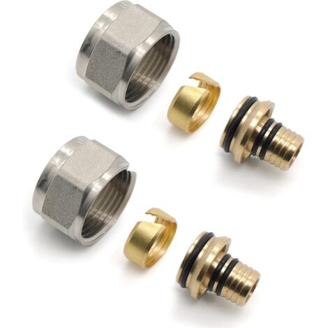 10 pcs Raccord per à compression pour Tuyau de Chauffage 16x2mm et Répartiteur Pour collecteur plancher au sol PEX 3/4'' Eurokonus 2 Pièces. Nickelage -