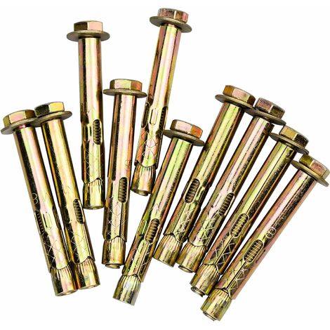 10 Pcs Rawl Boulons M6 X 8 X 60 mm Expansion Vis Boulons Écrou Hexagonal Expansion Boulon Manchon Ancres Heavy Duty Mur Plug Forscrews Ancre Murale Cavité Fixations Murales - Acier Au Carbone