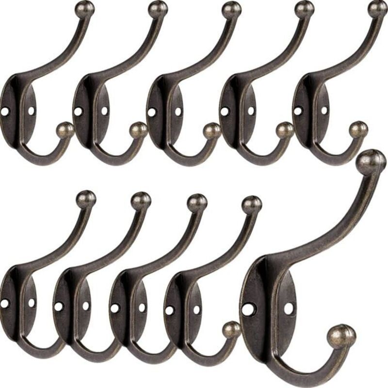 10 Pcs Rétro Crochet Patère Porte Manteau Mural Vintage Crochet de Porte Métal pour Salle de Bain Cuisine Chambre Entrée (Copper)