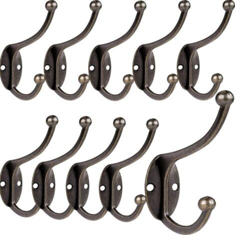 10 Pcs Rétro Crochet Patère Porte Manteau Mural Vintage Crochet de Porte Métal pour Salle de Bain Cuisine Chambre Entrée (Copper)