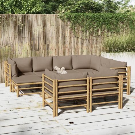 10 pcs Salon de jardin avec coussins  Salon d'extérieur  Ensemble Meuble de Jardin  Mobilier d'Extérieur taupe bambou XFNRX466940