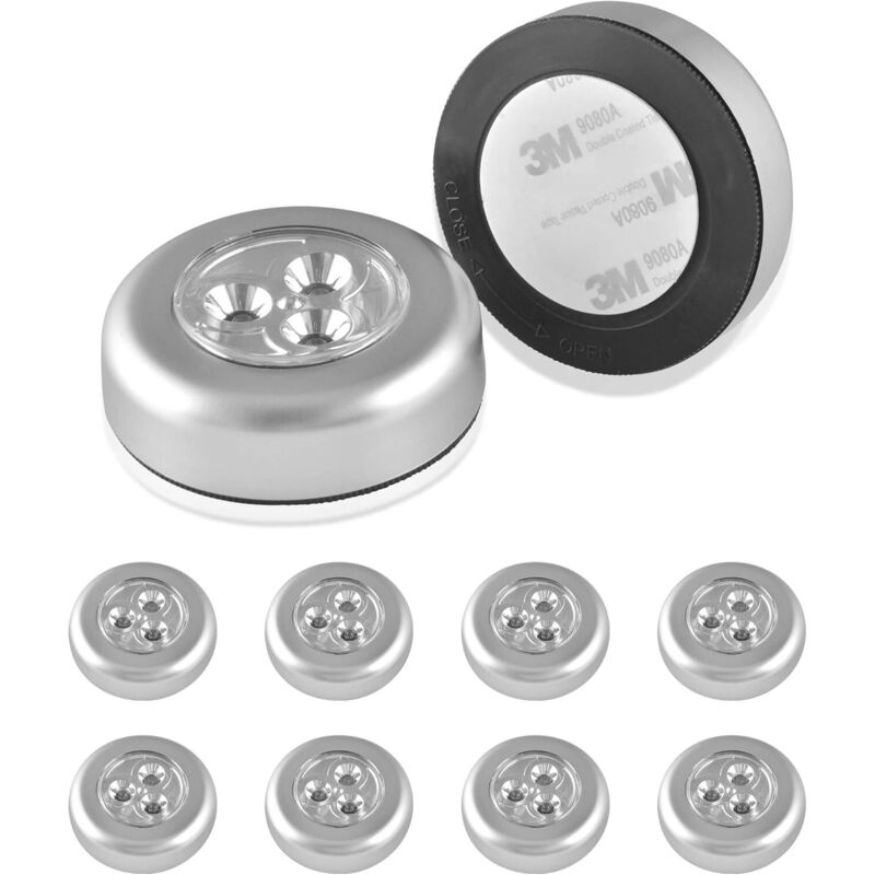 10 Pcs Spots Lampe LED sans Fil, Lampe Autocollante à Piles, Éclairage sous Meuble à Lumière Froid, Lampe de