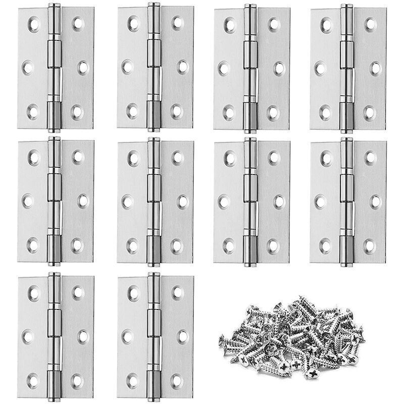 Petites Ecrevisses - 10 Pcs Stainless Steel Folding Hinge for Piano Furniture Door Hinges for Cupboard Window with Screws