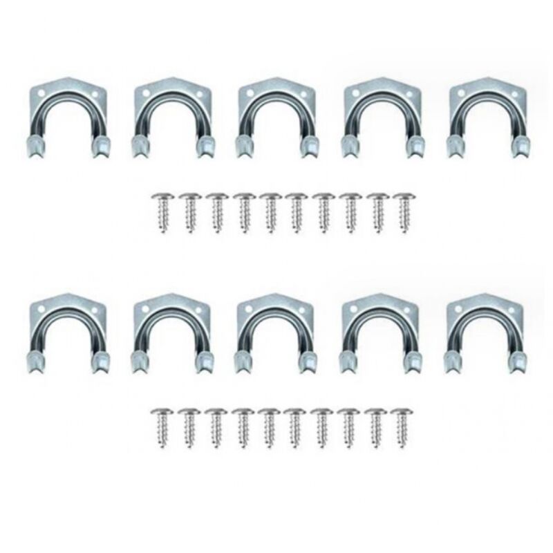 10 Pcs Storage Hooks, Wall Mounted Garden Tool Holder, Single/Double Iron Tool Rack for Garage Shed Warehouse Farm Workbench