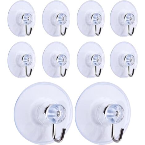 10 Pcs Suction Cup Hooks, Removable Transparent Suction Cup Wall Hooks Hanger for Bathroom Kitchen Shower Towel Wall Hooks Hangers Accessories (45mm)