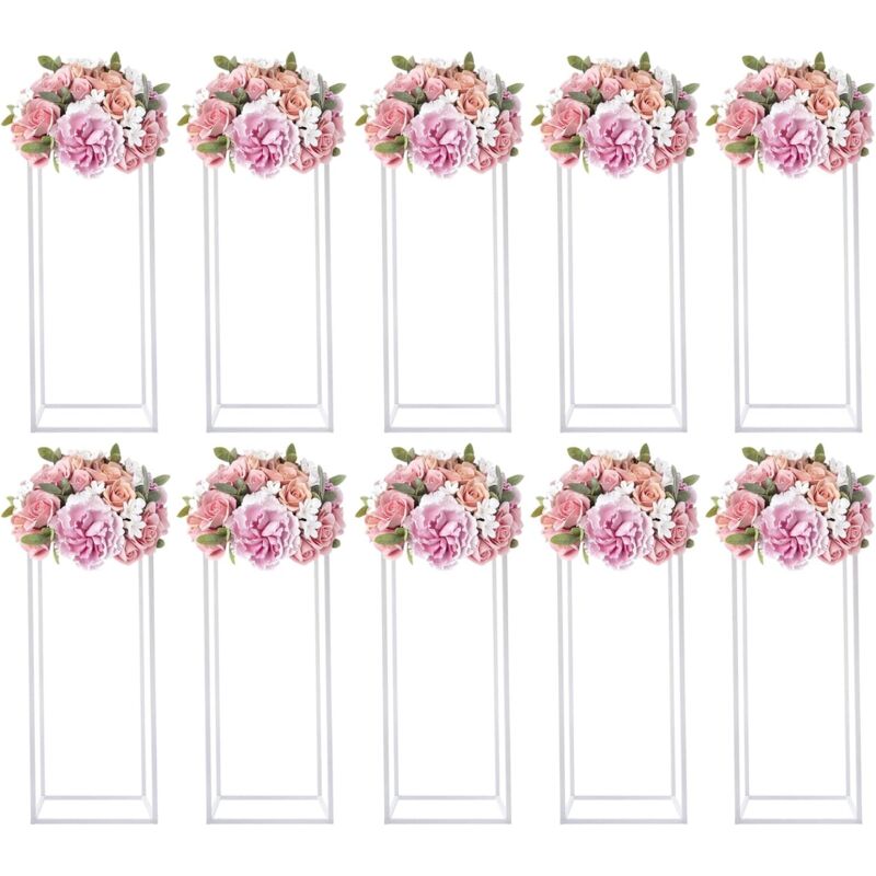 10 Pcs Supports de Fleurs de Mariage, Vase Design Géométrique, Vase à Fleurs Rectangulaires, Support de Fleur Amovible, Présentoir pour Fête de