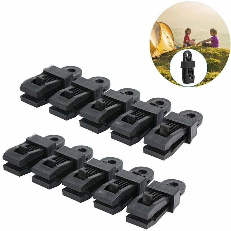 10 Pcs Tarp Clips, Outdoor Tent Canopy Clip Awning Windproof Fixed Buckle Clip Multifunctional Wind Rope Buckle Clip Tent Large Instant Clip Tent