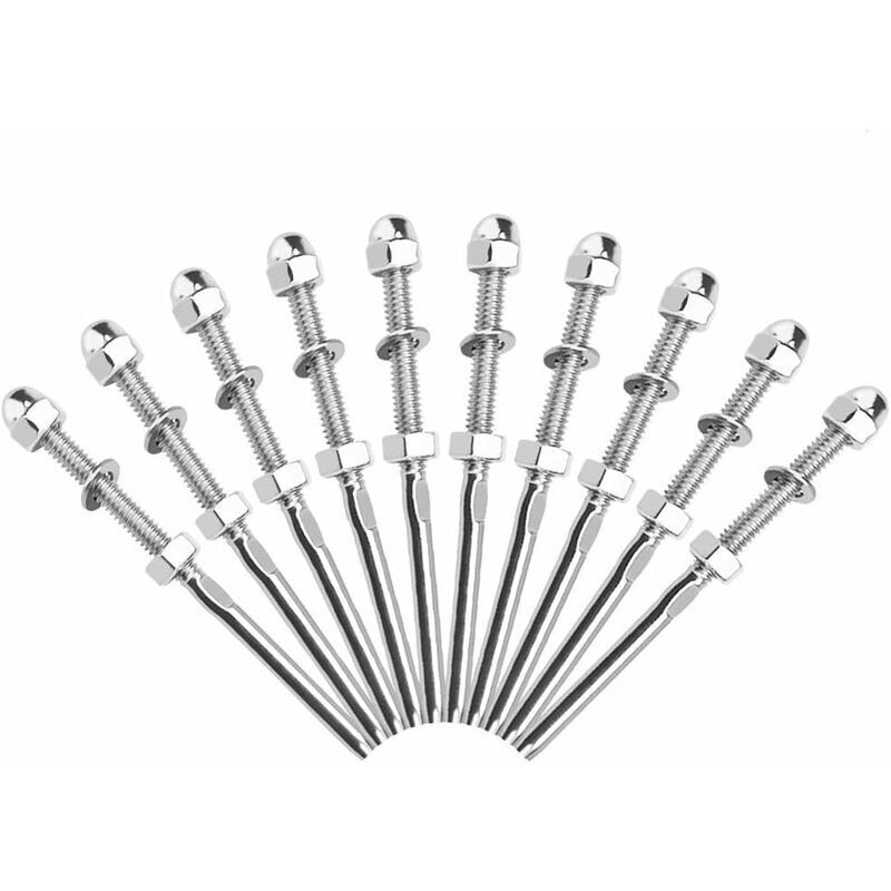 Tendeurs de câbles inox 10 pcs – Acier inoxydable 316 – Pour câbles de 1/8'' – Installation rapide avec boulons et écrous