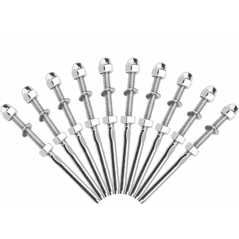10 Pcs Tendeurs de Câbles Filetés Fendeur Câble Inox Garde Corps Câble Tendu Câble Inox Garde Corps Connecteur de Câble Métallique avec Écrou Joint | 06286512364548 10 Pcs Tendeurs de Câbles Filetés Fendeur Câble Inox Garde Corps Câble Tendu Câble Inox Garde Corps Connecteur de Câble Métallique avec Écrou Joint | 06286512364548