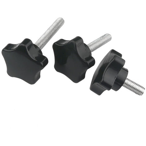 10 Pcs Vis de Poignée en étoile, Vis Moletées Increway, M6x40 Fil de Serrage Bouton Noir en Plastique Bouton