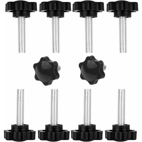 10 Pcs Vis de Poignée en étoile, Vis Moletées Increway, M6x40 Fil de Serrage Bouton Noir en Plastique Bouton en Forme d'étoile Vis Sur le Bouton, pour la machine-outil, Machine, Industrie, Équipement,