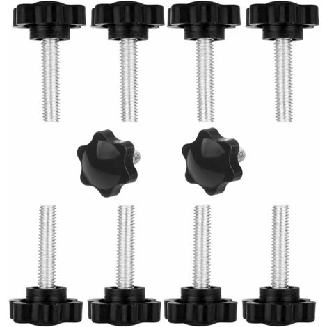 10 Pcs Vis de Poignée en étoile, Vis Moletées , M6x40 Fil de Serrage Bouton Noir en Plastique Bouton en Forme d'étoile Vis Sur le Bouton, pour la machine-outil, Machine, Industrie, Équipement,