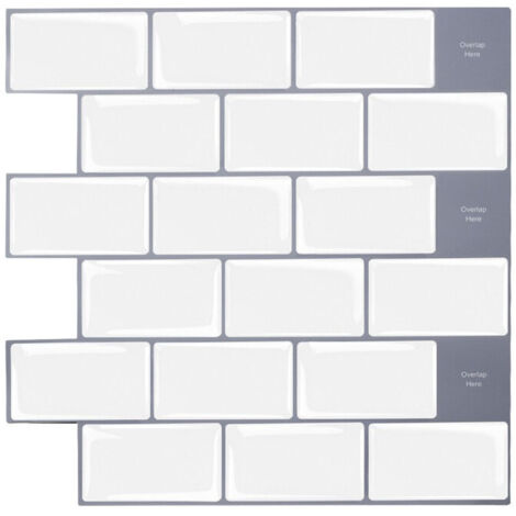 10 pcs waterproof wall tile stickers, bathroom & kitchen, white, 30×30cm