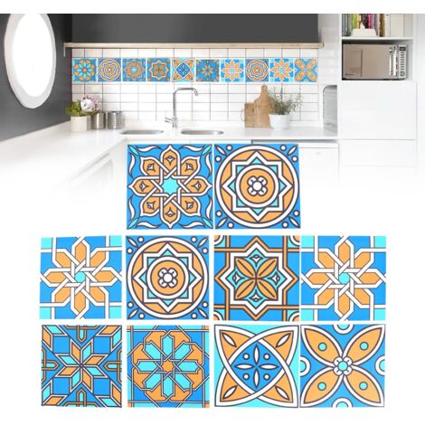 10 pegatinas autoadhesivas de PVC impermeables para azulejos, decoración geométrica nórdica para paredes.