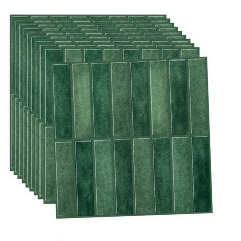 10 Pegatinas de Azulejos Cocina – Panel 3D Auto-Adhesivo, Impermeable, Verde