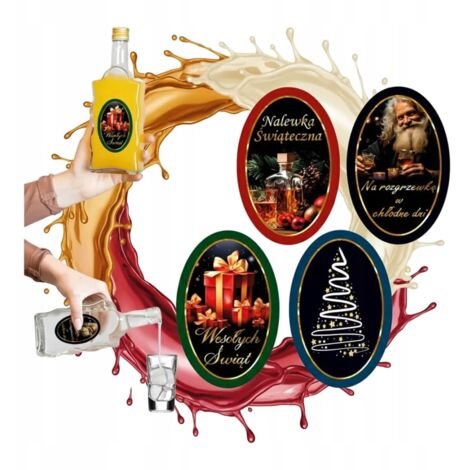 10 pegatinas ovaladas navide帽as para botellas de licor, regalo