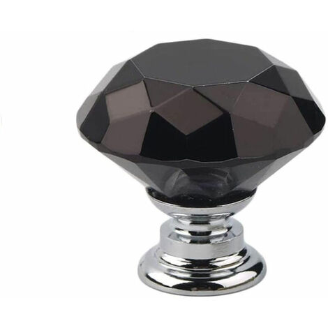 10 perillas para puertas de armarios y cajones de gabinetes - Perillas de diamante de cristal negro de 30 mm