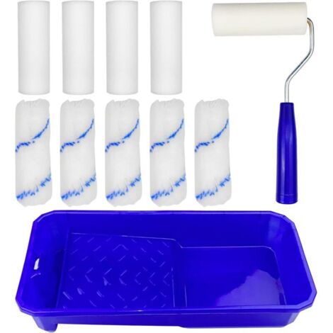 10 petits rouleaux à peinture, pinceaux d'angle, pinceaux de peintre d'angle, petits pinceaux pour murs, bac à peinture inclus, pour plafonds et murs