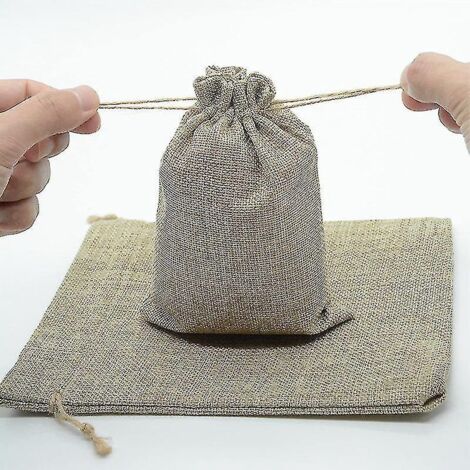 10 petits sacs en toile de jute (10 x 15 cm) pour bijoux et cadeaux de mariage