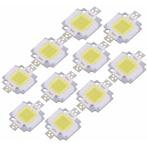 SJLERST 10 Pezzi 10W LED SMD Chip COB DC 9-12V per Sostituzione Lampadina Lampada Del Proiettore Luce Calda/Bianca (Bianco Puro)