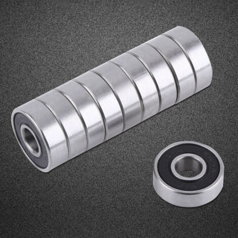 10 pezzi 608-2RS cuscinetti a sfere a gola profonda in miniatura con copertura in plastica nera Cuscinetti per skateboard in acciaio al carbonio Sfere a gola profonda con doppia tenuta e schermatura A