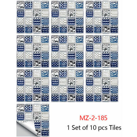 10 pezzi adesivo per piastrelle, autoadesivo autoadesivo resistente al calore impermeabile backsplash carta da parati per cucina bagno mosaico stick (10 x 10 cm / 4 x 4 pollici) MZ-2-185