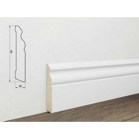 10 pezzi Battiscopa Barocco Mdf Rivestito Bianco Elegance mm15x80x2400