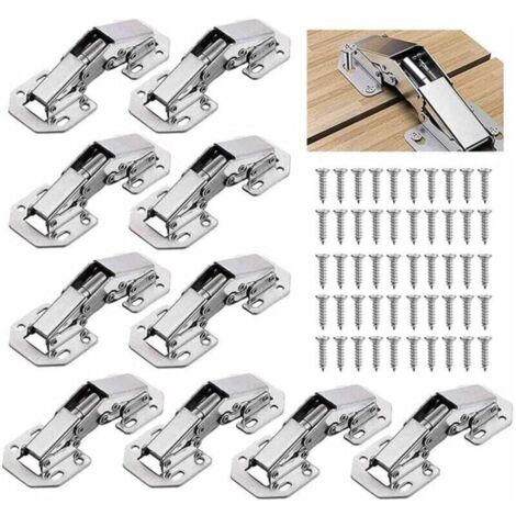 10 pezzi Cerniera per ante di armadi/cucina in acciaio legato, cerniera per mobili a 90° da 3 pollici, cerniera invisibile, compatibile con