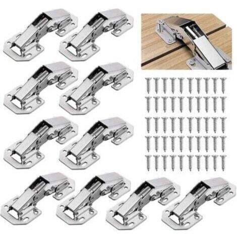 10 pezzi Cerniera per ante di armadi/cucina in acciaio legato, cerniera per mobili a 90° da 3 pollici, cerniera invisibile, compatibile con la vite
