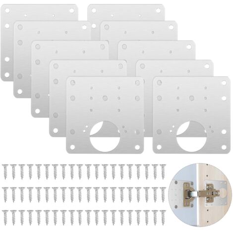 10 pezzi cerniera per porta dell'armadio, piastra di riparazione kit di riparazione mobili con viti, armadio con riparazione cerniera foro, cerniere da cucina in acciaio inossidabile per armadi, legno