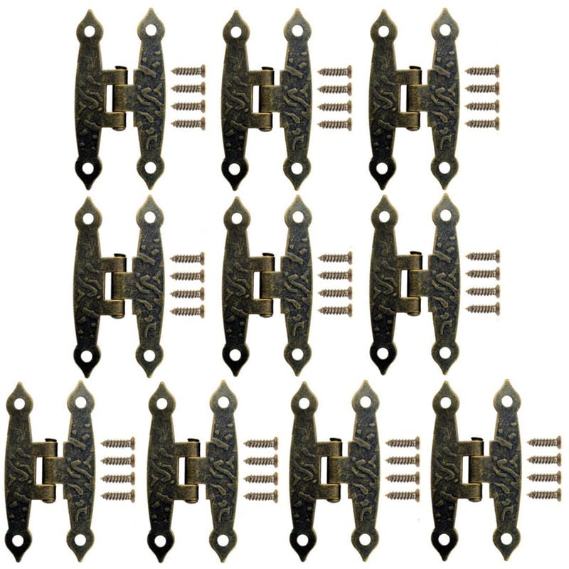 Image of Petites Ecrevisses - Set da 10 Cerniere Mobili Antico in Metallo Cerniere Bronzo per Porta Armadio Cassette con Vite Stile Vintage