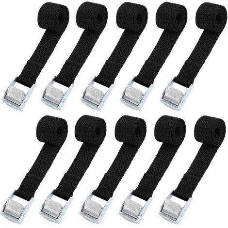 10 pezzi Cinghia di ancoraggio 239CM Kit di fissaggio per moto/auto/portabici Cinghia di serraggio Carico massimo 500 kg - Nero