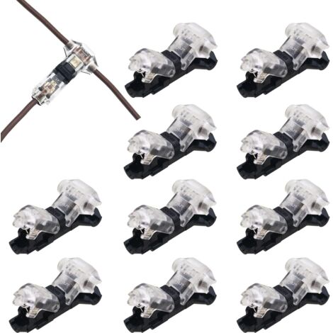 10 pezzi Connettore a T a 1 pin per cavi elettrici AWG 20/22 Connettore elettrico impermeabile per auto - Cavo elettrico senza saldatura Illuminazione a LED per auto Terminali e kit di connettori impe