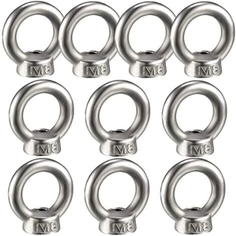 10 pezzi Dado ad occhiello di sollevamento, dado ad anello femmina per sollevamento in acciaio inox 304, confezione da 10, M8