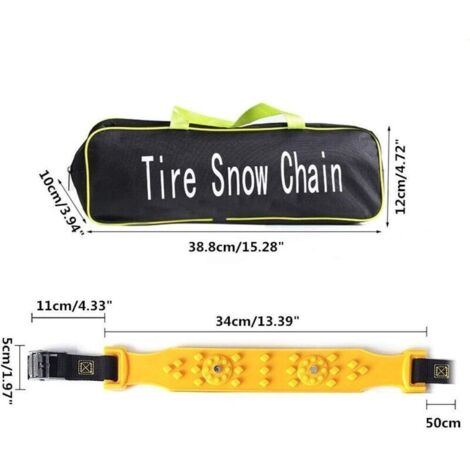 10 pezzi di calze da neve per auto 185-225 mm, catene da neve gialle, cavi di trazione di emergenza antiscivolo regolabili, catene da neve per auto, universali per auto, SUV e camion