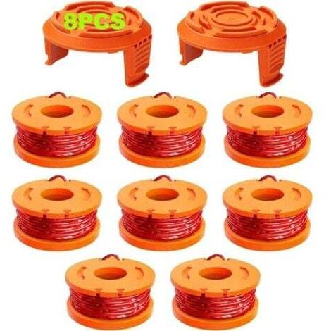 10 pezzi di filo per decespugliatore compatibili con decespugliatore WORX, bobina di filo per decespugliatore da Ø 1,65 mm e 3 m, bobina di filo per decespugliatore di ricambio e cappuccio protettivo 