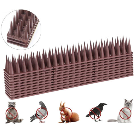 10 pezzi di punte anti-piccioni da 43 cm, anti-piccioni per balcone, punte anti-piccioni in plastica, anti-piccioni, corvi, gatti, passeri, ecc., marrone