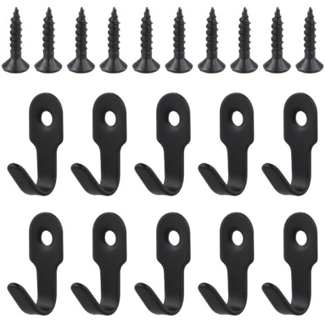 10 pezzi ganci singoli appendiabiti da parete neri gancio in acciaio inox retrò mini gancio a vite con 10 viti per porta, parete, bagno, cucina