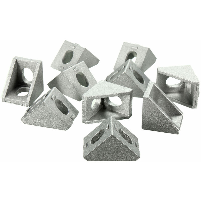 Image of Kingso - 10 pezzi grigio angolo retto alluminio staffa per giunti ad angolo 20 mm finiture per mobili chiodi viti e elementi di fissaggio