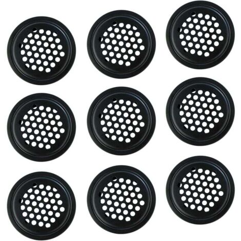 10 pezzi Griglia di ventilazione nera, copertura griglia 25 mm, rete di ventilazione in acciaio inossidabile, copertura presa d'aria per armadi, librerie, scarpiere