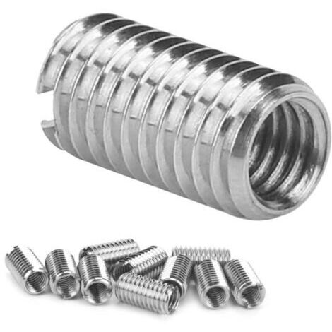 10 pezzi inserti filettati interni M6 × 1,0, filetti esterni M8 × 1,25, lunghezza 15 mm, inserti filettati a scanalatura