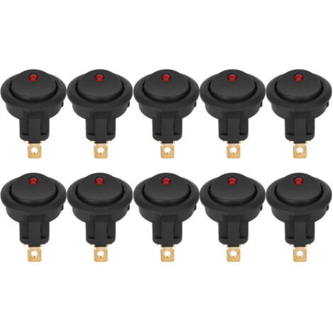10 pezzi Interruttore a bilanciere rotondo ON/OFF 12V impermeabile SPST per faretto LED Terminale argento 3 pin