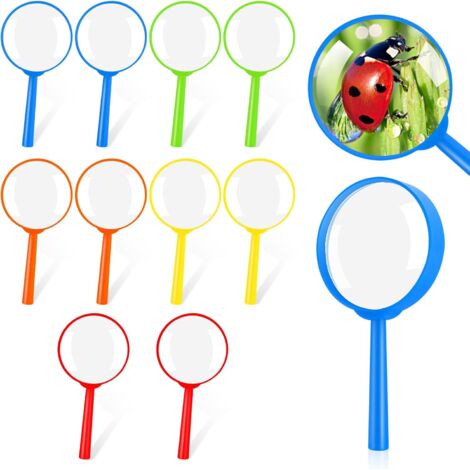 10 pezzi Lente d'ingrandimento per bambini Mini lente d'ingrandimento portatile in plastica Lente d'ingrandimento portatile colorata per attività in classe, lavoro ravvicinato, osservazione degli inse