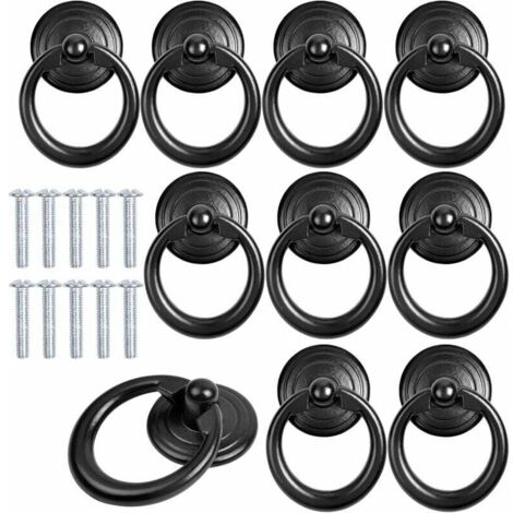 10 pezzi Maniglia per mobile nera Pomello per porta in metallo Maniglia per cassetto Maniglia per mobili classica Maniglia per mobili rotonda Maniglie per mobili con viti per armadio, credenza