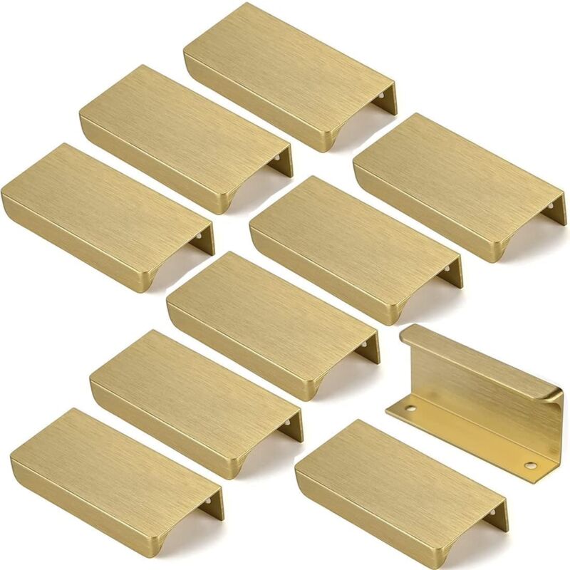 Image of 10 Pezzi Maniglie Armadio Nascoste Oro, Maniglia Invisibile per Cassetti in Lega di Alluminio con Viti per Armadi da Cucina Cassetti Armadi Comodini