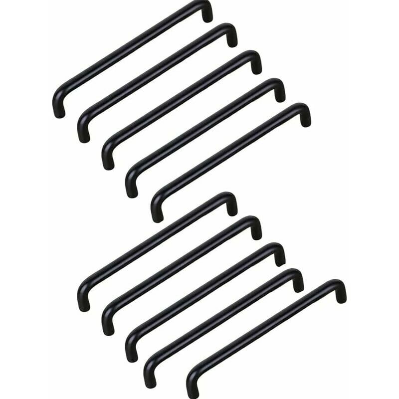 Image of 10 pezzi maniglie per mobili da cucina nere, acciaio inossidabile, maniglia per mobili nera, barra a t, maniglia nera (nera), girasole