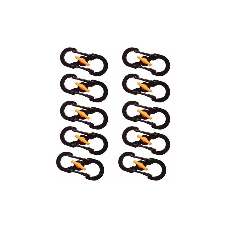Image of 10 pezzi Mini moschettone a forma di S, clip per moschettone con doppia fibbia, mini portachiavi con moschettone (nero)