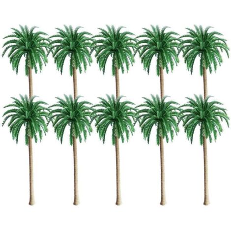 10 pezzi modello di paesaggio di palma da cocco, un modello di paesaggio verdeggiante di palme, palme da cocco in miniatura, piante bonsai in vaso, mini mestieri paesaggistici
