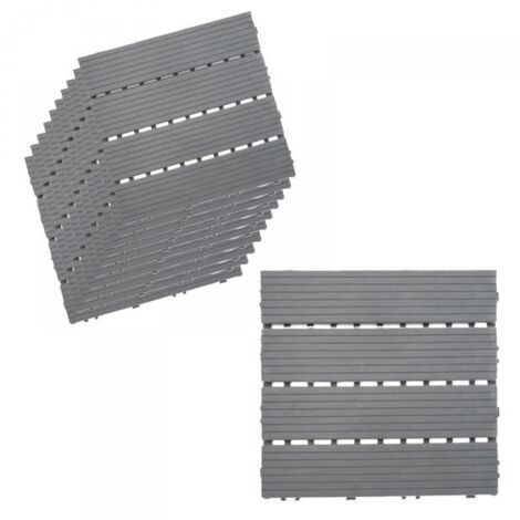 10 Pezzi Piastrelle Plastica Giardino 30x30x2cm Pavimento Esterno PVC Grigio