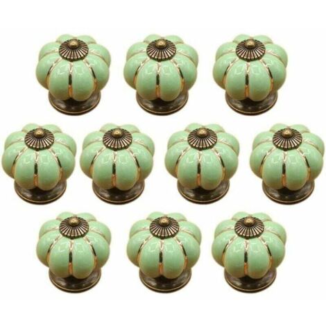 10 pezzi Pomelli per cassetti in ceramica per cassetti e mobili da cucina (verde)